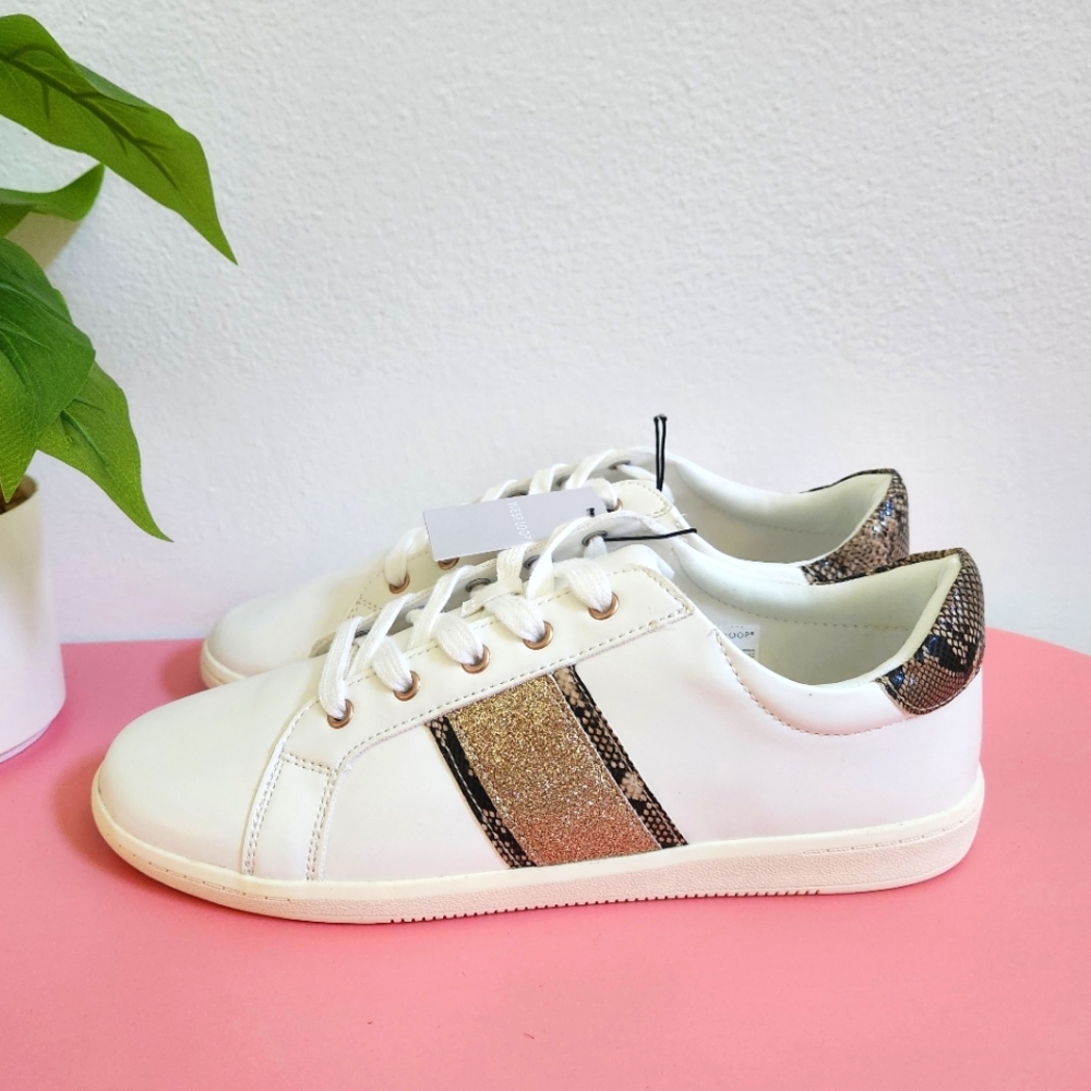 West Loop Whitr/Glittery Snakeskin Patterned Sneakers - Picture 2 of 10